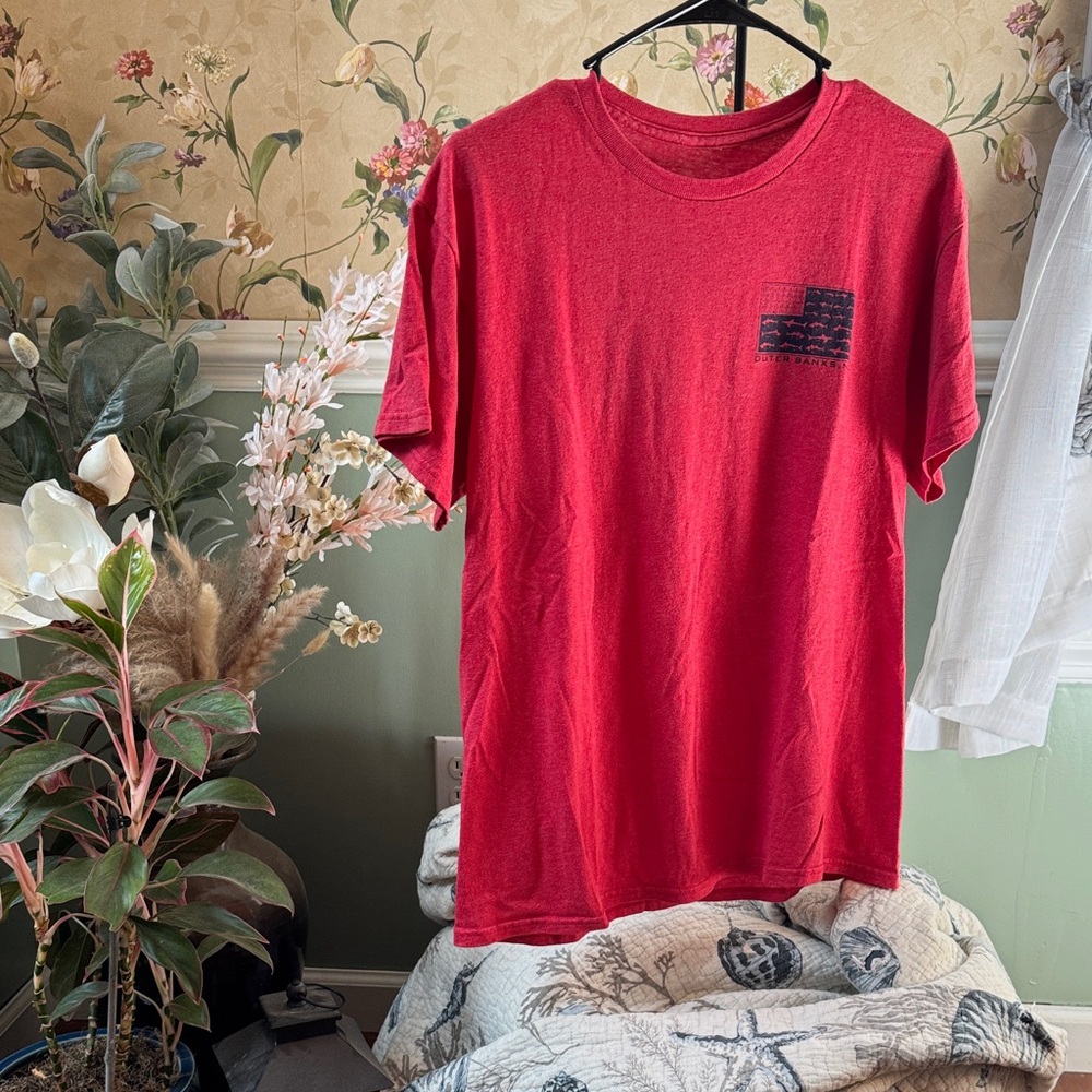 OBX Fishing Red Men's Short Sleeve Tee